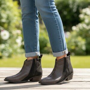 Free People Flying Ranch Ankle Boots in Black, Size 38